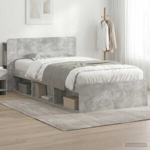vidaXL Bedframe met opslag Betongrijs 100 x 200 cm Bewerkt hout