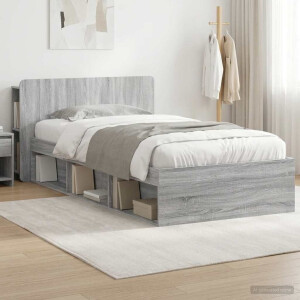 vidaXL Bedframe met opslag Grijs Sonoma 100 x 200 cm Bewerkt hout