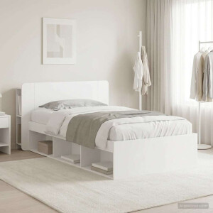 vidaXL Bedframe met opslag met hoofdeinde Wit 90 x 200 cm Bewerkt hout