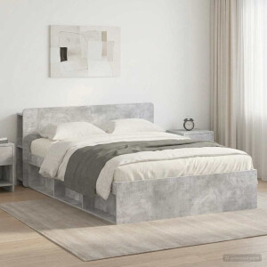 vidaXL Bedframe met opslag Betongrijs 140 x 190 cm Bewerkt hout