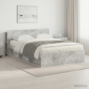 vidaXL Bedframe met opslag Betongrijs 140 x 200 cm Bewerkt hout