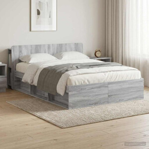 vidaXL Bedframe met opslag Grijs Sonoma 160 x 200 cm Bewerkt hout