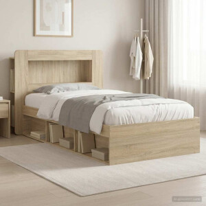 vidaXL Bedframe met opslag Sonoma Eiken 75 x 190 cm Bewerkt hout