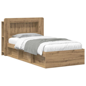 vidaXL Bedframe met opslag Artisanaal eiken 80 x 200 cm Bewerkt hout