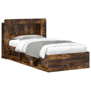 vidaXL Bedframe met opslag Gerookt eiken 80 x 200 cm Bewerkt hout