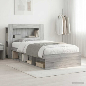 vidaXL Bedframe met opslag Grijs Sonoma 100 x 200 cm Bewerkt hout