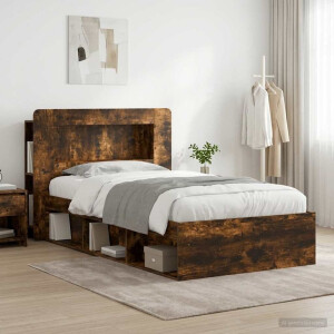 vidaXL Bedframe met opslag Gerookt eiken 100 x 200 cm Bewerkt hout