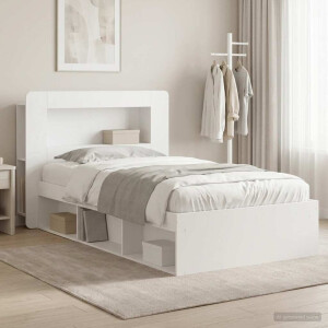 vidaXL Bedframe met opslag met hoofdeinde Wit 90 x 200 cm Bewerkt hout