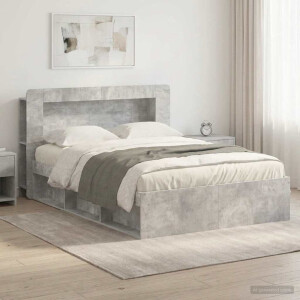 vidaXL Bedframe met opslag Betongrijs 140 x 200 cm Bewerkt hout