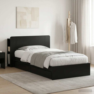 vidaXL Bedframe met opslag met lade Zwart 75 x 190 cm Bewerkt hout