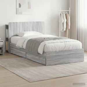 vidaXL Bedframe met opslag Grijs Sonoma 75 x 190 cm Bewerkt hout