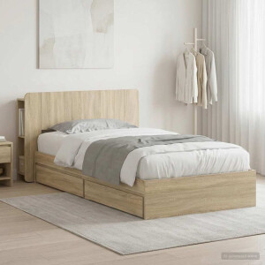 vidaXL Bedframe met opslag Sonoma Eiken 75 x 190 cm Bewerkt hout