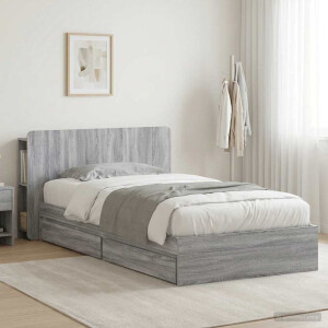 vidaXL Bedframe met opslag Grijs Sonoma 90 x 200 cm Bewerkt hout