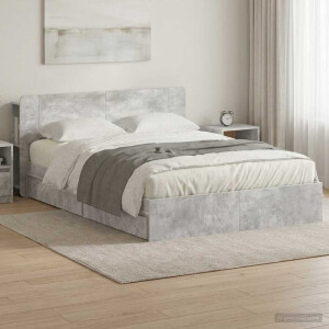 vidaXL Bedframe met opslag Betongrijs 150 x 200 cm Bewerkt hout