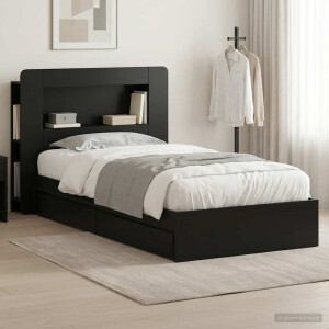 vidaXL Bedframe met opslag met lade Zwart 75 x 190 cm Bewerkt hout