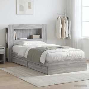 vidaXL Bedframe met opslag Grijs Sonoma 75 x 190 cm Bewerkt hout