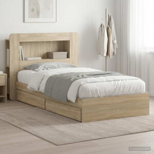 vidaXL Bedframe met opslag Sonoma Eiken 100 x 200 cm Bewerkt hout