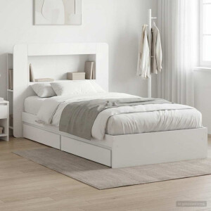 vidaXL Bedframe met opslag met lade Wit 90 x 200 cm Bewerkt hout