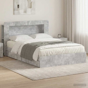 vidaXL Bedframe met opslag Betongrijs 150 x 200 cm Bewerkt hout