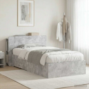 vidaXL Bedframe met opslag Betongrijs 80 x 200 cm Bewerkt hout
