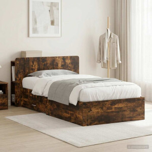 vidaXL Bedframe met opslag Gerookt eiken 80 x 200 cm Bewerkt hout