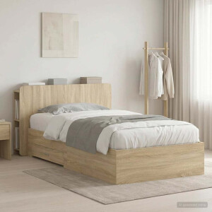 vidaXL Bedframe met opslag Sonoma Eiken 80 x 200 cm Bewerkt hout