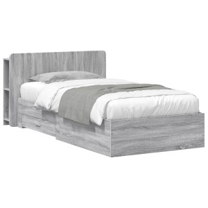 vidaXL Bedframe met opslag Grijs Sonoma 90 x 200 cm Bewerkt hout