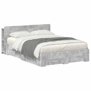 vidaXL Bedframe met opslag Betongrijs 160 x 200 cm Bewerkt hout