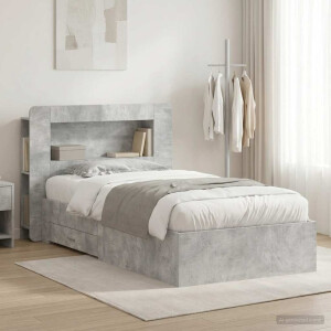 vidaXL Bedframe met opslag Betongrijs 80 x 200 cm Bewerkt hout