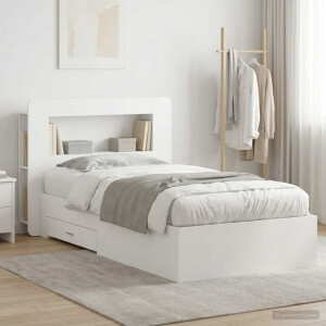 vidaXL Bedframe met opslag met hoofdeinde Wit 80 x 200 cm Bewerkt hout