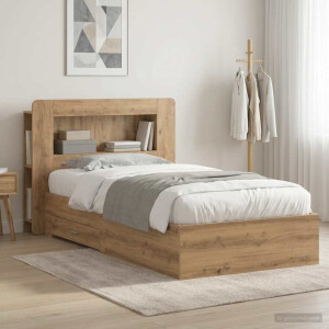 vidaXL Bedframe met opslag Artisanaal eiken 100 x 200 cm Bewerkt hout