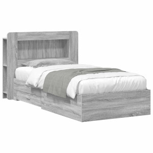 vidaXL Bedframe met opslag Grijs Sonoma 90 x 200 cm Bewerkt hout