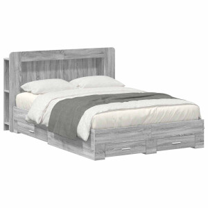 vidaXL Bedframe met opslag Grijs Sonoma 140 x 200 cm Bewerkt hout