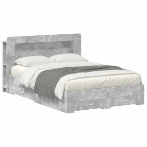 vidaXL Bedframe met opslag Betongrijs 150 x 200 cm Bewerkt hout