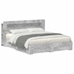 vidaXL Bedframe met opslag Betongrijs 200 x 200 cm Bewerkt hout