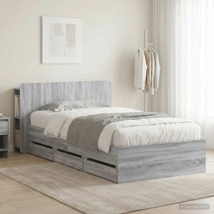 vidaXL Bedframe met opslag Grijs Sonoma 75 x 190 cm Bewerkt hout