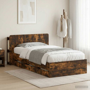 vidaXL Bedframe met opslag Gerookt eiken 75 x 190 cm Bewerkt hout