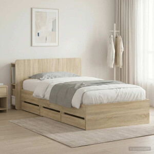 vidaXL Bedframe met opslag Sonoma Eiken 75 x 190 cm Bewerkt hout