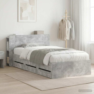 vidaXL Bedframe met opslag Betongrijs 80 x 200 cm Bewerkt hout