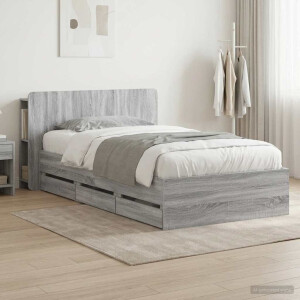 vidaXL Bedframe met opslag Grijs Sonoma 90 x 200 cm Bewerkt hout