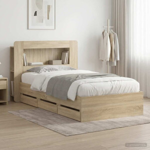 vidaXL Bedframe met opslag Sonoma Eiken 75 x 190 cm Bewerkt hout