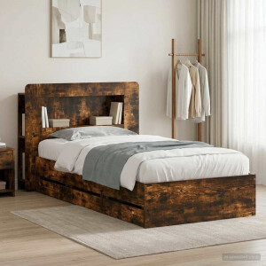vidaXL Bedframe met opslag Gerookt eiken 80 x 200 cm Bewerkt hout
