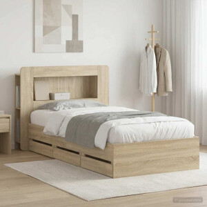 vidaXL Bedframe met opslag Sonoma Eiken 80 x 200 cm Bewerkt hout