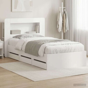 vidaXL Bedframe met opslag met hoofdeinde Wit 80 x 200 cm Bewerkt hout