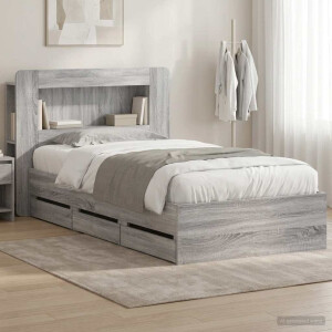 vidaXL Bedframe met opslag Grijs Sonoma 90 x 200 cm Bewerkt hout