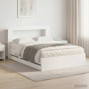 vidaXL Bedframe met opslag Wit 150 x 200 cm Bewerkt hout