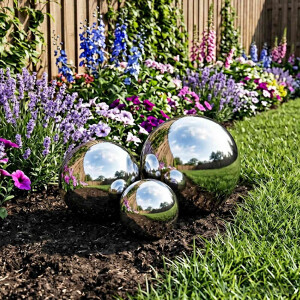 vidaXL Spiegelbol 3 pcs Ø 20 cm zilver RVS 201