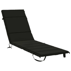 vidaXL Ligstoel Kussen GEMERT 100% Polyester Zwart 200 x 50 x 3 cm