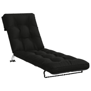 vidaXL Ligstoel Kussen VIANEN 100% Polyester Zwart 200 x 50 x 8 cm