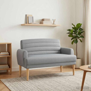 vidaXL Loungebank met knopencomfort Lichtgrijs 116 x 67 x 80 cm Stof